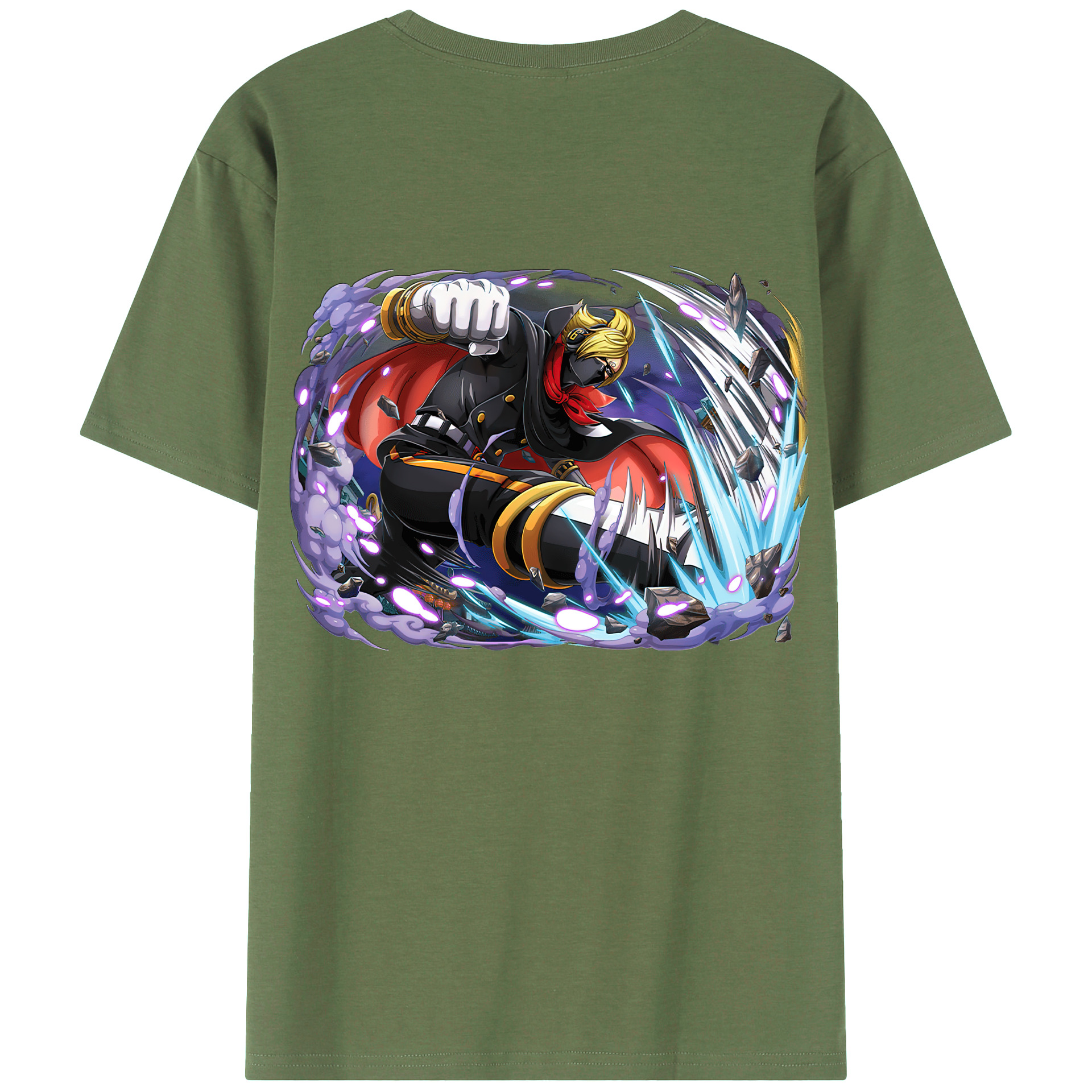 ワンピース ロロノア・ゾロ ONE PIECE Roronoa Zoro 綿100％ メンズ半袖Tシャツ（バックプリント） 通気性